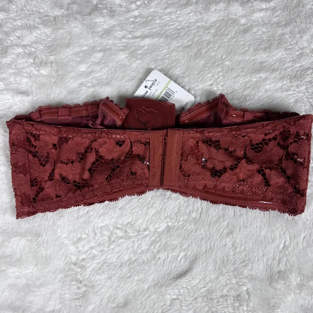 Free People Women's Love Letters Lace Bandeau‎ Bra Paprika Red 32B OB407880 NWT
